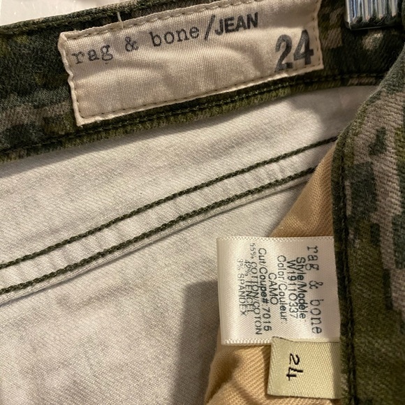 Rag & Bone Green Camo Cutoff Frayed/Fringed Raw Hem Jean Shorts Size 24 - Picture 7 of 11
